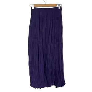 Vintage Willow Ridge Silk Crinkle Maxi Skirt Purple Elastic Waist S/P